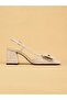 Lunara Women's Cream Patent Leather Heeled Slingback Shoes with Bow - 2