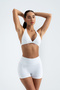 Sunkiss-V White Women's Sports Bra Triangle - Padded, Push-Up Effect and Drawstring Back Detail - 4