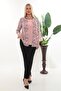 Zero Collar Sleeves and Chiffon Printed Front Plus Size Bluz - 3