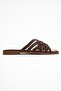 Alisha Brown Genuine Leather Knitted Strap Women's Slippers - 6