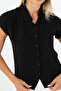 Women's Black Button Front Short Sleeve Shirt – Office & Stylish Style - 4