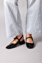 Women's Black Square Toe Open Back Mary Jane Patent Leather Short Heeled Shoes - 3