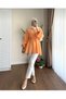 Women's Balloon Sleeve Waist Hijab Orange Tunic Shirt Rz01 - 7