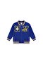 Unisex Kids Cotton Navy Blue College Jacket - Bomber Jacket with Letter and Dragon Applique