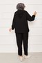 Hooded Zipper Detailed Casual Double Suit Black - 5