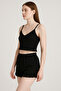 Cotton Ribbed Crop Tank Top and Ruffle Shorts Women's Pajama Set - 3