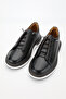 Men's Black Khaki Natural Leather Lace up Sneaker Shoes - 4
