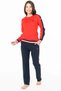 Women's Pajama Set, Pocket, 100% Cotton, Long Sleeve, Crew Neck, Elastic Sleeves, Polo Logo Embroidery