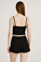 Cotton Ribbed Crop Tank Top and Ruffle Shorts Women's Pajama Set - 2
