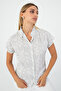 Women's Modern White Black Striped Short Sleeve Shirt – Summer & Trend Style - 3