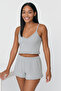 Cotton Ribbed Crop Tank Top and Ruffle Shorts Women's Pajama Set - 7