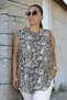 Organic Italian Fine Linen Judge Collar Japanese Sleeve (Sleeveless) Patterned Large Size Shirt - 3