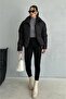 Women's Black Oversized Puffer Coat – Winter Coat with Zipper and Pockets - 5