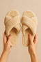 Women's Beige Cross Strapped Furry House Slippers Byndcap01 - 6