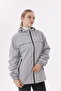 Women's gray Hooded nova fabric lightweight and durable stylish Transitional water and windproof raincoat - 4
