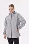 Women's gray Hooded nova fabric lightweight and durable stylish Transitional water and windproof raincoat - 2