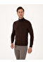 Dark Brown Slim Fit Turtleneck Basic Knitwear Sweater 50314202-Vr084 - 3
