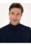 Light Navy Blue Slim Fit Turtleneck Basic Knitwear Sweater 50314202-Vr059 - 2
