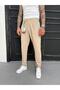 Cream White Striped Pleated Boyfriend Fabric Trousers