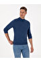 Indigo Melange Slim Fit Half Turtleneck Basic Sweater 50314176-Vr155 - 3