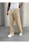 Beige Jacquard Baggy Trousers