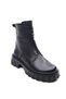 Women's Genuine Real Leather Front Zipper Black Boots - 3