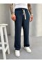 Navy Blue Jacquard Baggy Trousers