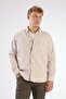 Men's Regular Fit Long Sleeve Beige Shirt - 4