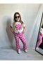 Printed T-Shirt with Tie Knot and Spanish Leg Leggins Set - 4