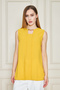 Women's Round Neck Sleeveless Blouse with Metal Accessories - Multiple Color Options