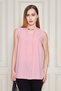 Women's Round Neck Sleeveless Blouse with Metal Accessories - Multiple Color Options
