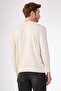 Ecru Crew Neck 100% Cotton Solid Color Slim Fit Men's Knitwear - 4