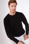 Black Crew Neck 100% Cotton Solid Color Slim Fit Men's Knitwear - 3