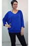 Civit Blue V-Neck Bat Three-Quarter Sleeve Combed Viscose T-Shirt - 6