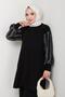Tunic Set with Sleeve Glitter Detail and Knitwear Trousers - 4