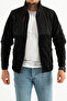 Men's Black Slim Fit Anti-pilling Non-Pilling Full Zipper Softshell Garnished Fleece Sweatshirt - 3