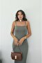 Khaki Kerri Slim Strap Shawl Dress - 2