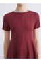 Burgundy Crew Neck Stone Detailed Crepe Dress - 3