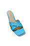 Genuine Leather Blue Thick Heeled Women's Slippers – Stylish & Comfortable - 4