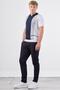 Men's slim fit polo collar navy blue knit t-shirt - 2