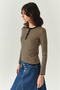 Crew Neck Striped Long Sleeve Slim Fit Knitwear Black Camel Blouse - 2