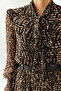 Leopard Pattern Scarf Collar Lined Regular Blouse - 5