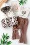 Baby Girl's 3-Piece Set with Leopard Bow Detail and Inflatable Vest - Dark Brown