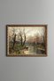 Man Fishing and Forest Landscape - Vintage Patterned Frame