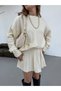 Dgn's Crocheted Mini Skirt with Crocheted Sweater with Crocheted Necklace Women's Top and Bottom Knitwear Set