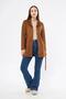 Apsen Women's Tan Suede Jacket with Belt Pocket Detail and Front Buttons 6501/80