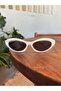 Wonderful White Cat Eye Sunglasses White Frame Black Glass Eyewear - 6