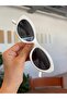 Wonderful White Cat Eye Sunglasses White Frame Black Glass Eyewear - 7