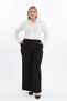 Apsen Women's Black High Waist Wide Leg Woven Fabric Trousers with Pocket Detail 370-105 - 2