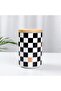 Set of 3 Ceramic Checkered Pattern Gold Gilded Checkered Sugar Bowl Tea Coffee Storage Container Spice Container - 6